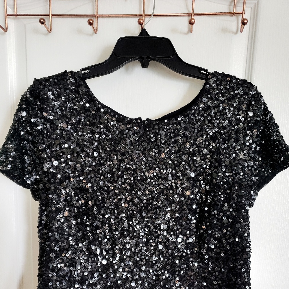 Black sequined tulle dress
